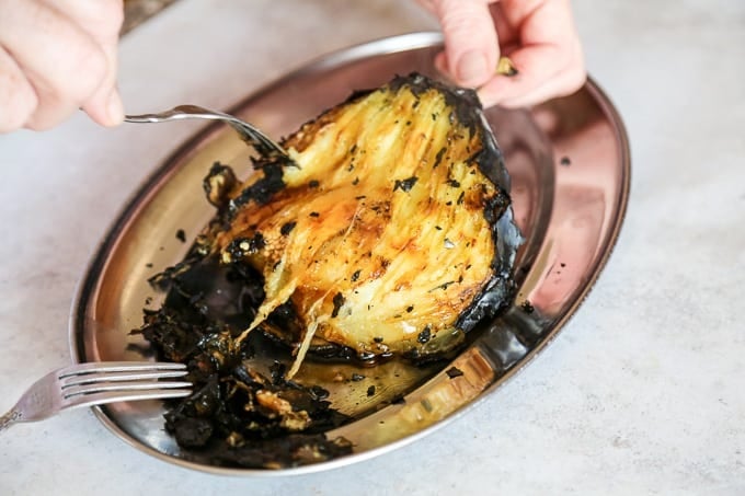 HOW TO TO PEEL ROASTED AUBERGINE/EGGPLANT