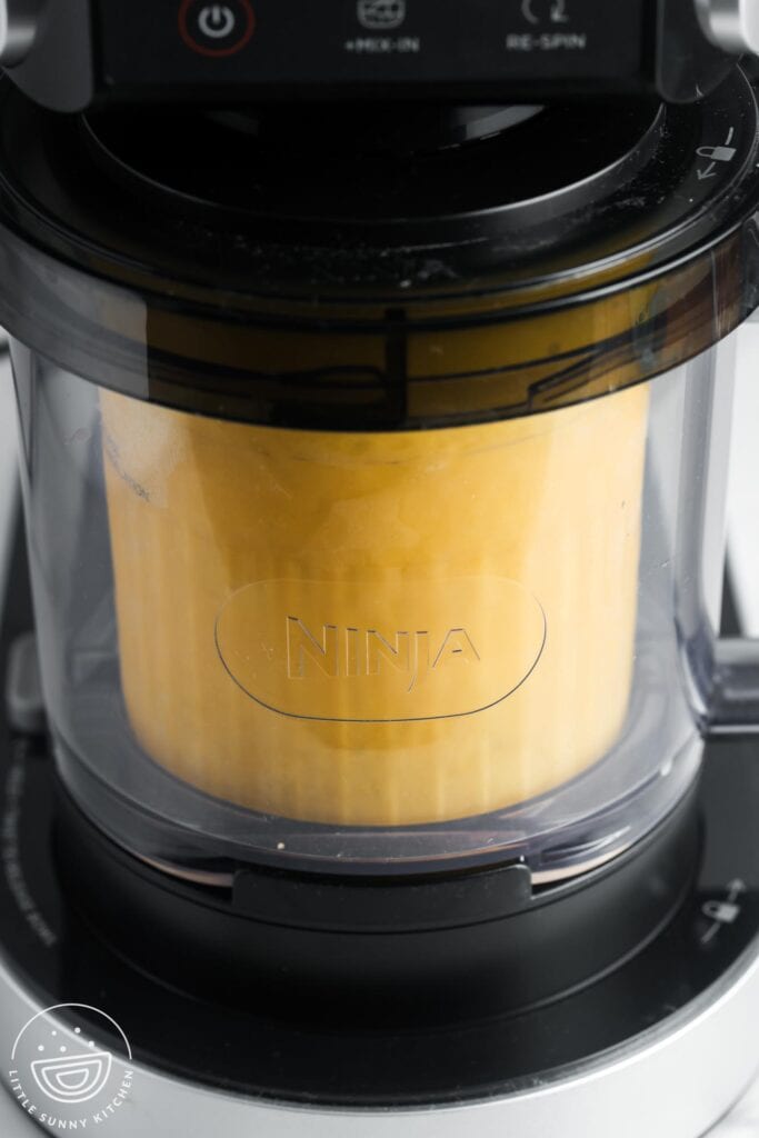 Mango frozen yogurt in the ninja creami machine