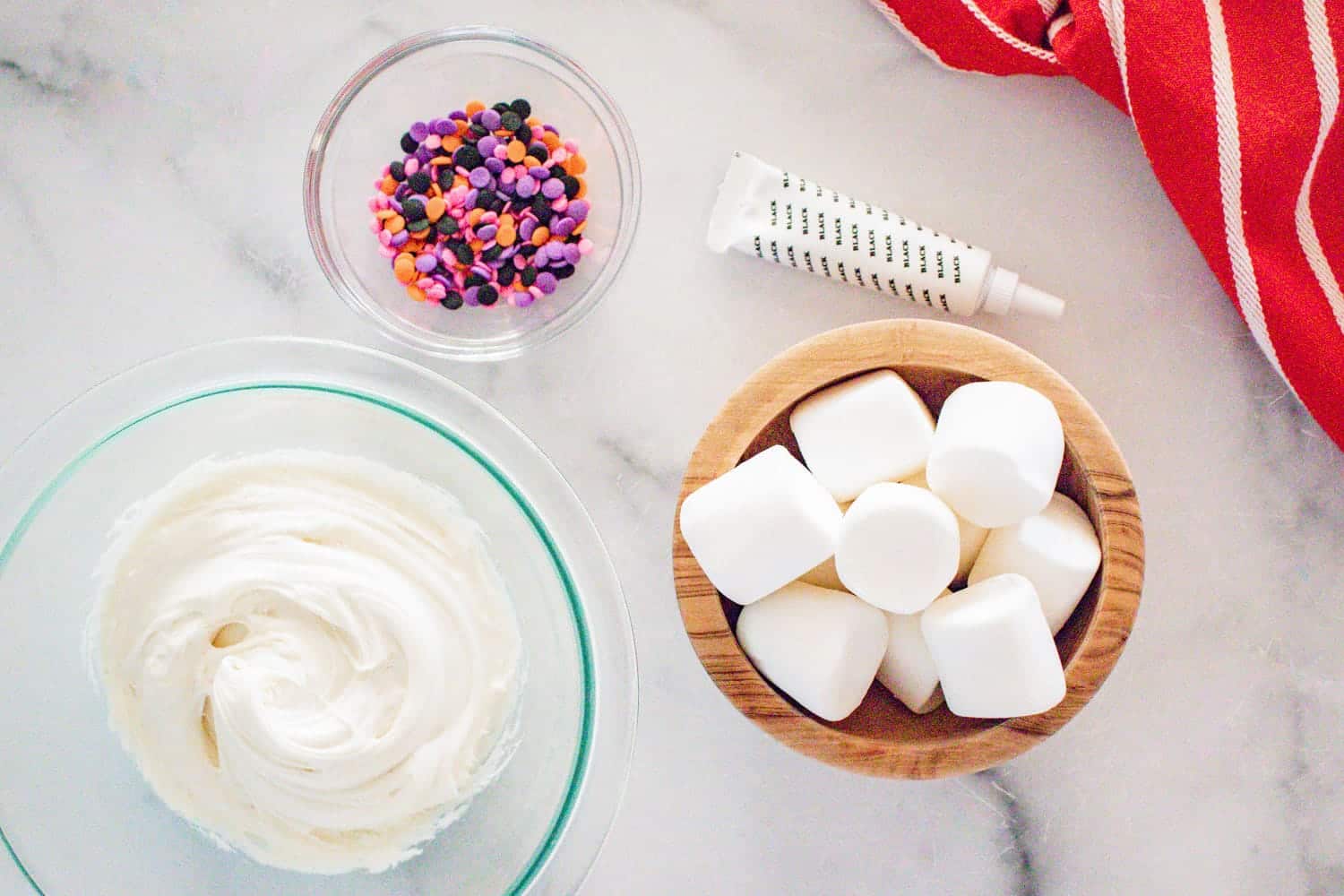ingredients needed to decorate snowman cupcakes