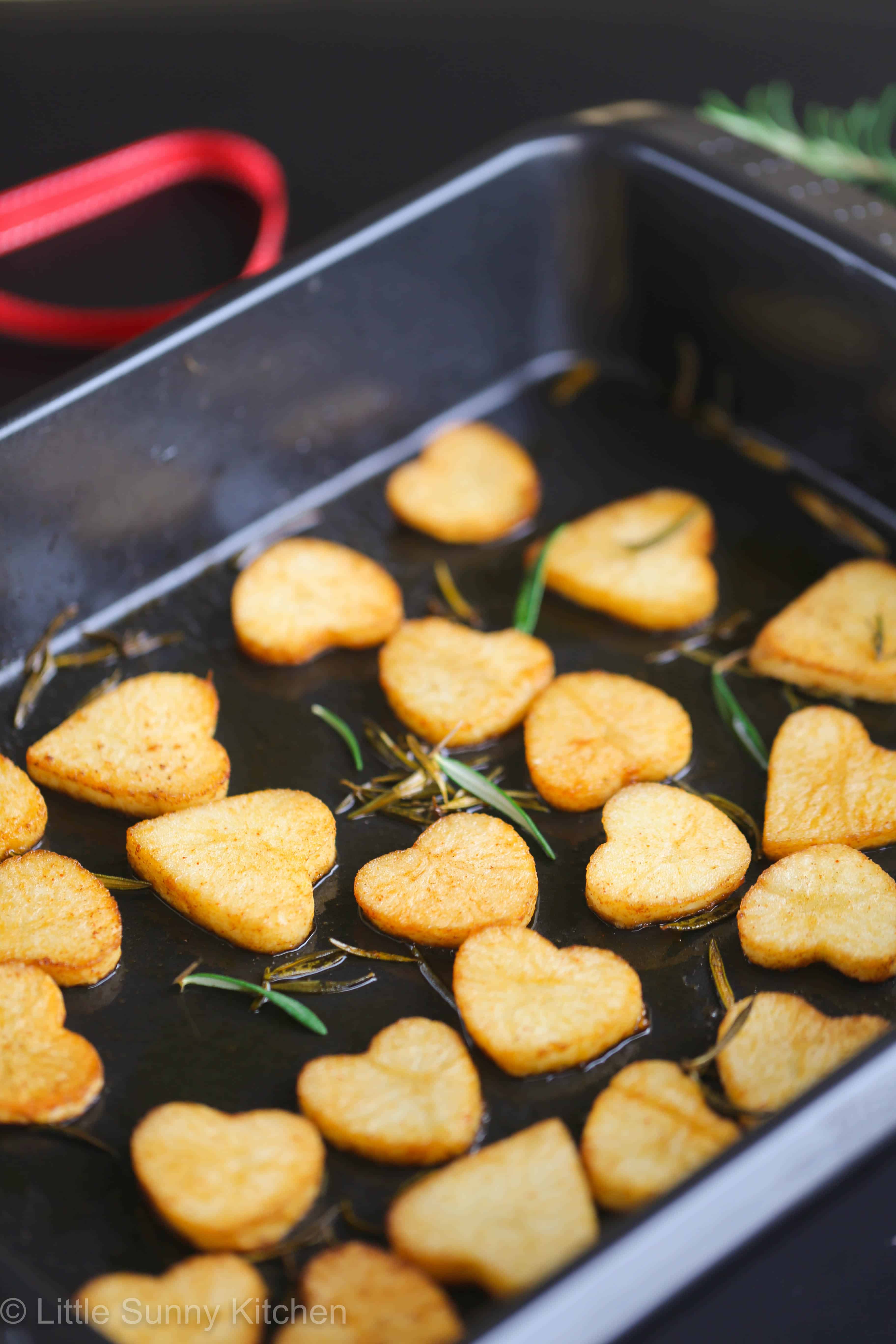 Heart shaped roasted potatoes