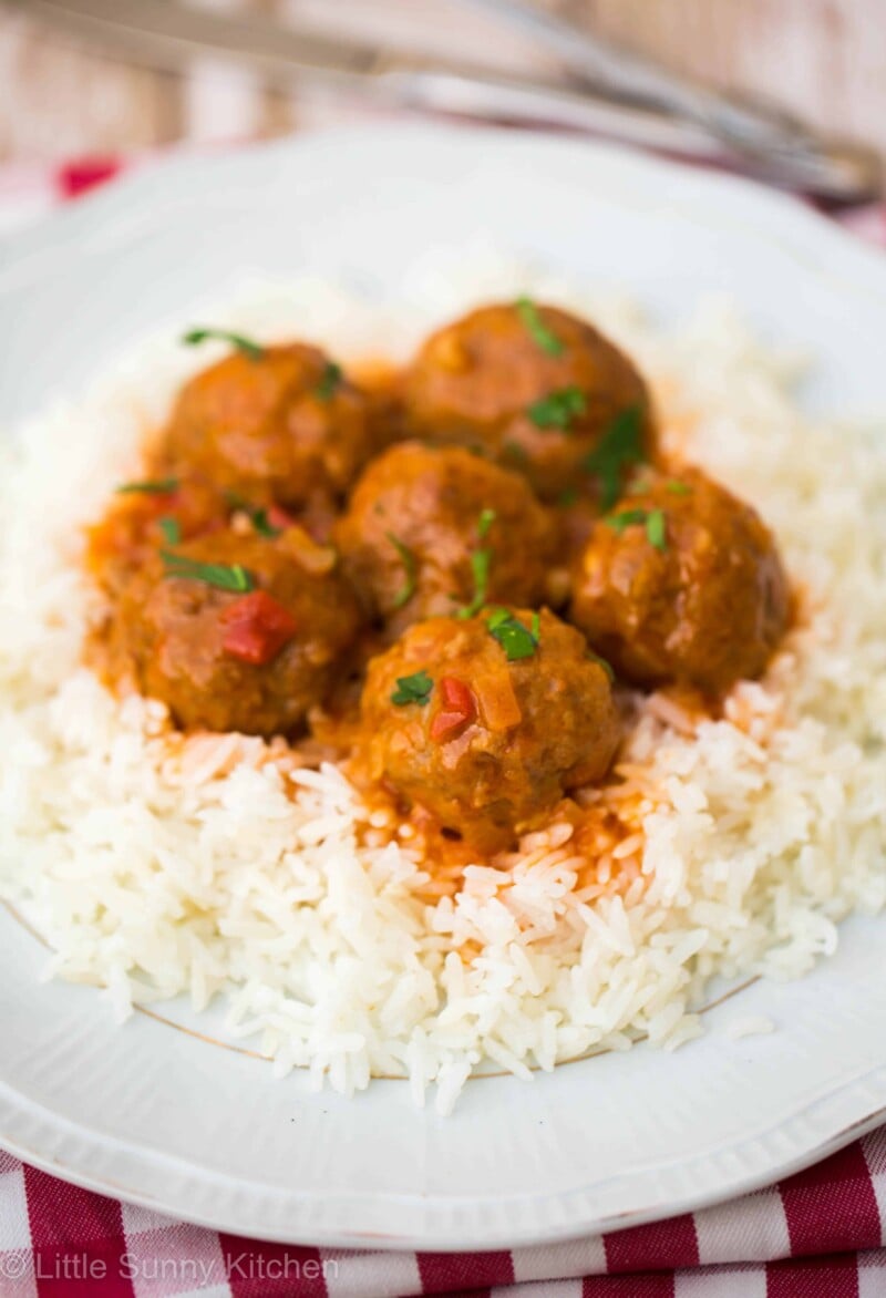 Beef Meatballs With Tomato Sauce and Rice Little Sunny Kitchen