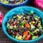 A refreshing and healthy black rice salad.