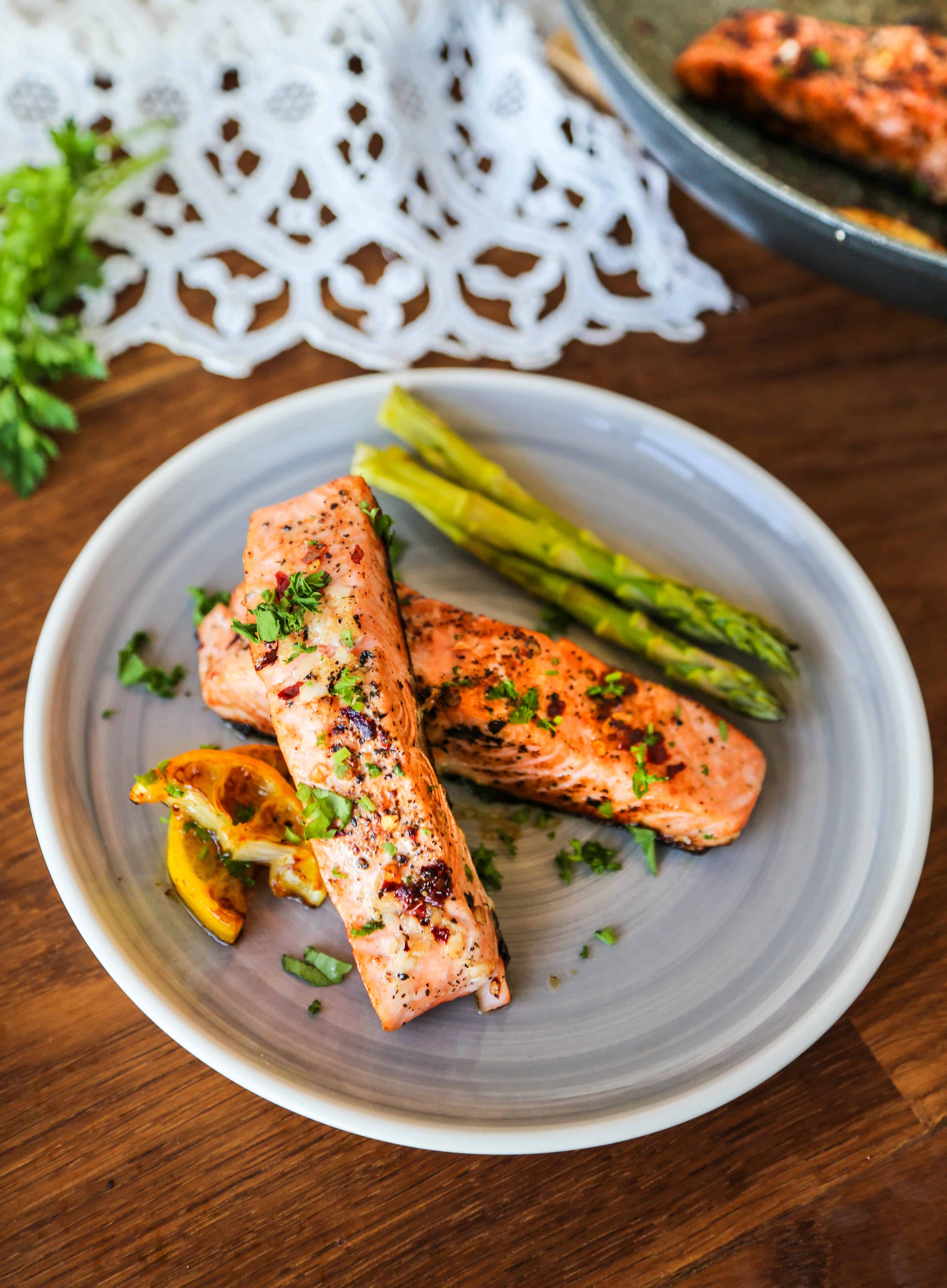 Easy Pan Fried Honey Garlic Salmon Recipe (Ready in under 30 minutes)