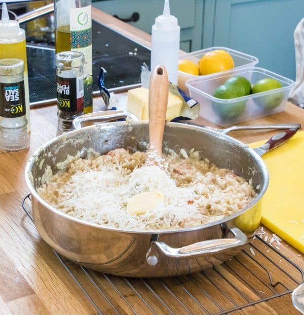 A super creamy one pot seafood risotto made with parmesan cheese, topped with delicious crispy sea bream...