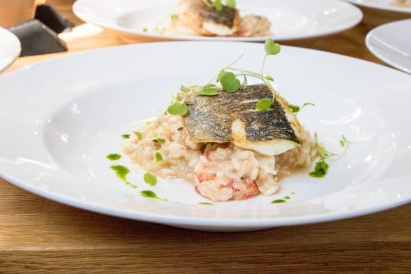 A super creamy one pot seafood risotto made with parmesan cheese, topped with delicious crispy sea bream...