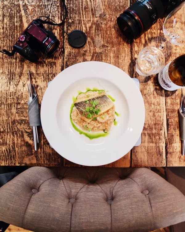 A super creamy one pot seafood risotto made with parmesan cheese, topped with delicious crispy sea bream...