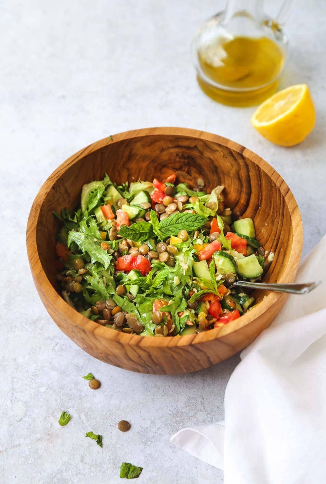 This lentil salad is refreshing, nourishing, filling and packed with lots of vitamins and plant protein.