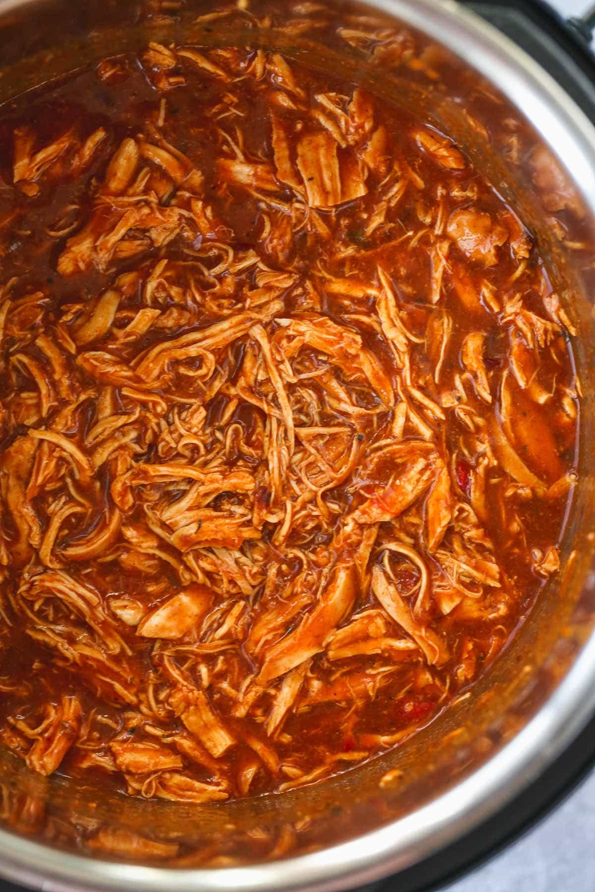 Mexican Instant Pot Shredded Chicken in the pot