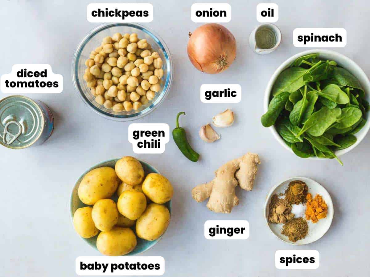 ingredients needed to make chickpea potato curry