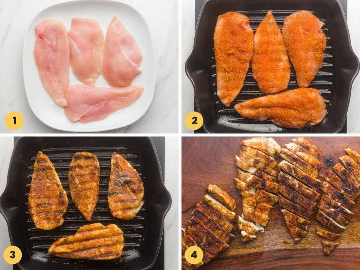Steps on how to grill chicken cutlets on a grill pan