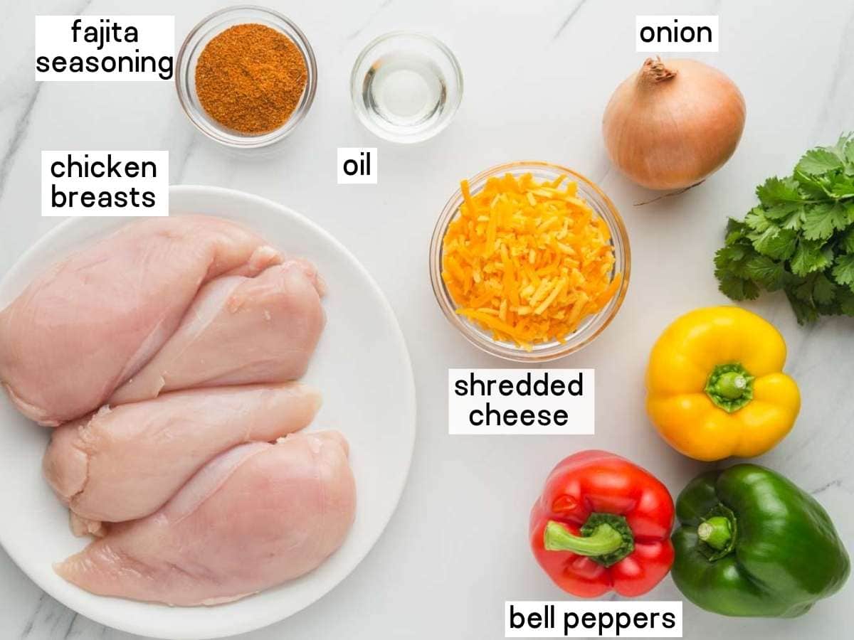 Ingredients needed to make chicken fajita casserole
