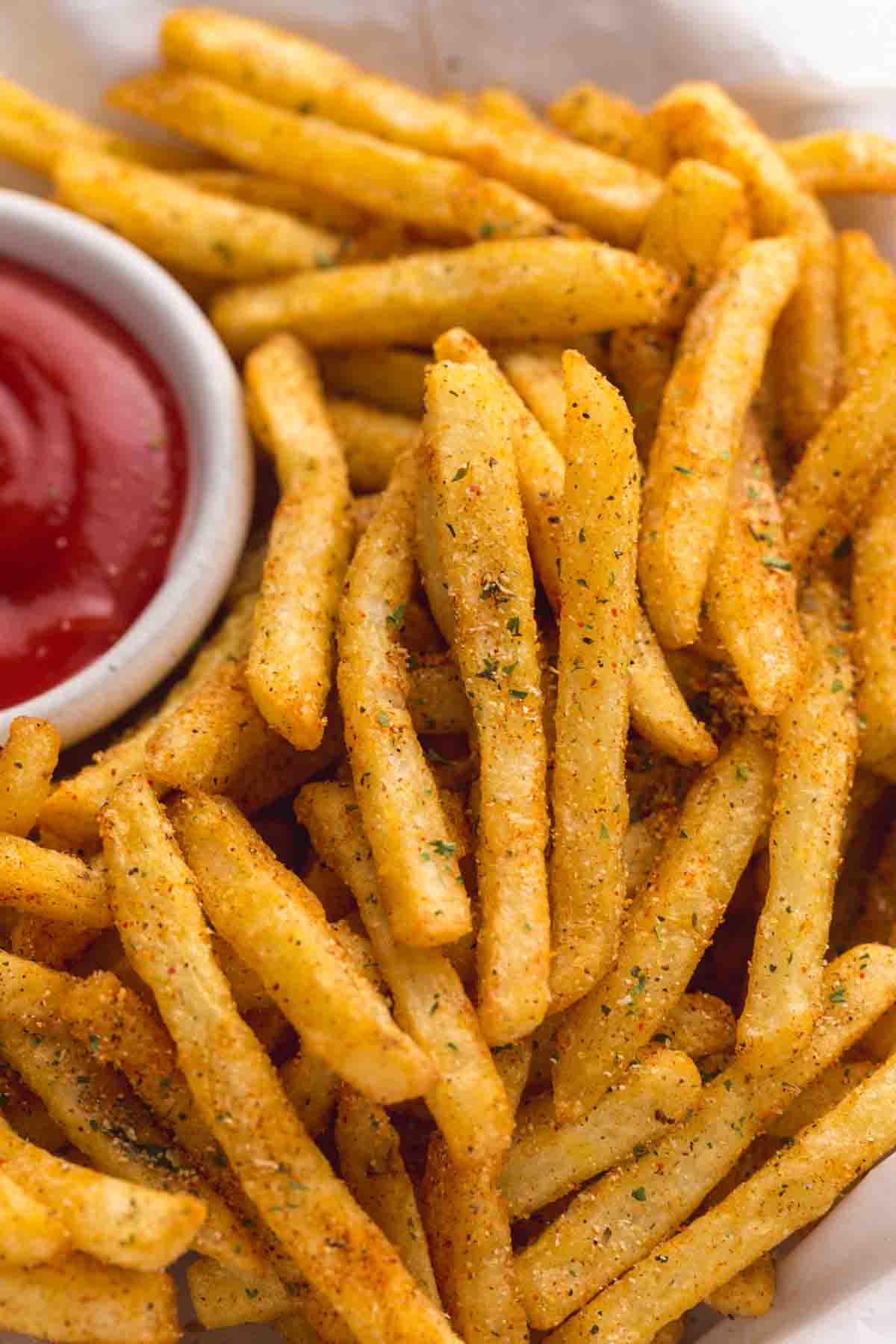 Close up of seasoned french fries