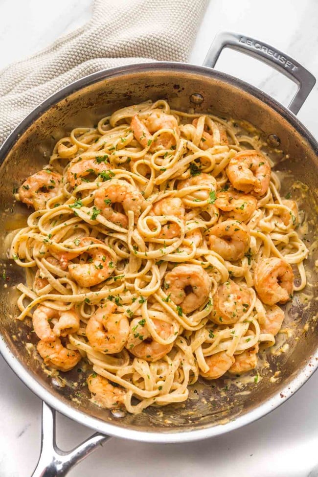 Creamy Garlic Shrimp Pasta - Little Sunny Kitchen