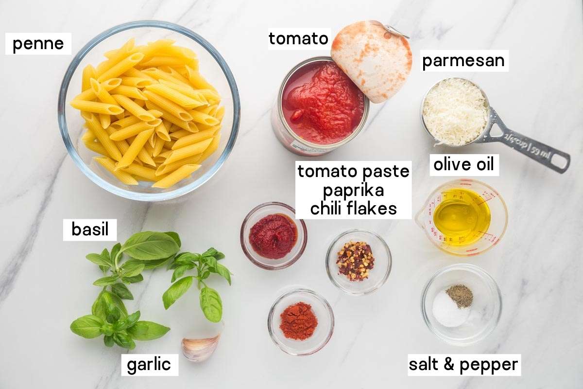 Ingredients needed to make Penne Arrabbiata