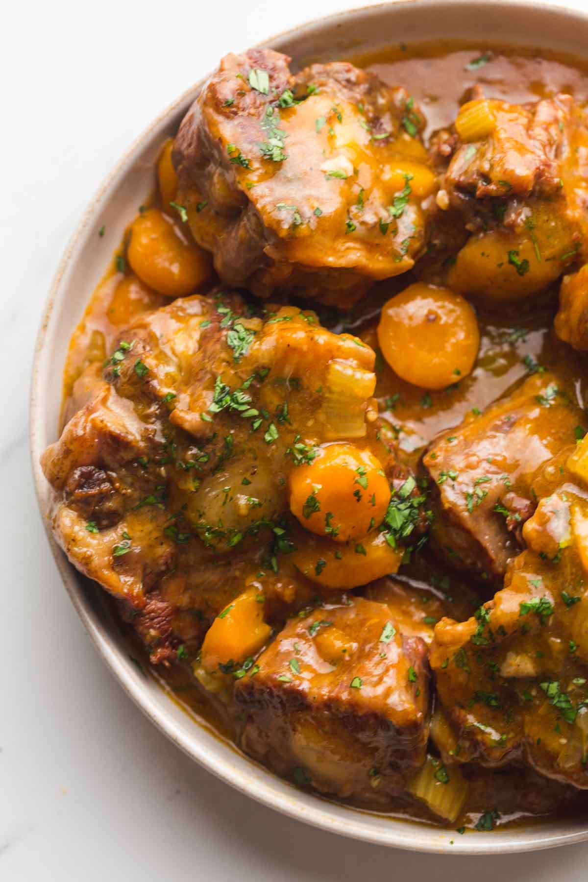 Instant Pot Oxtail on a serving plate