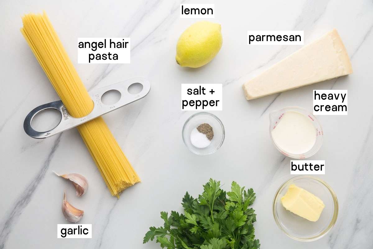 Ingredients for creamy lemon pasta sauce