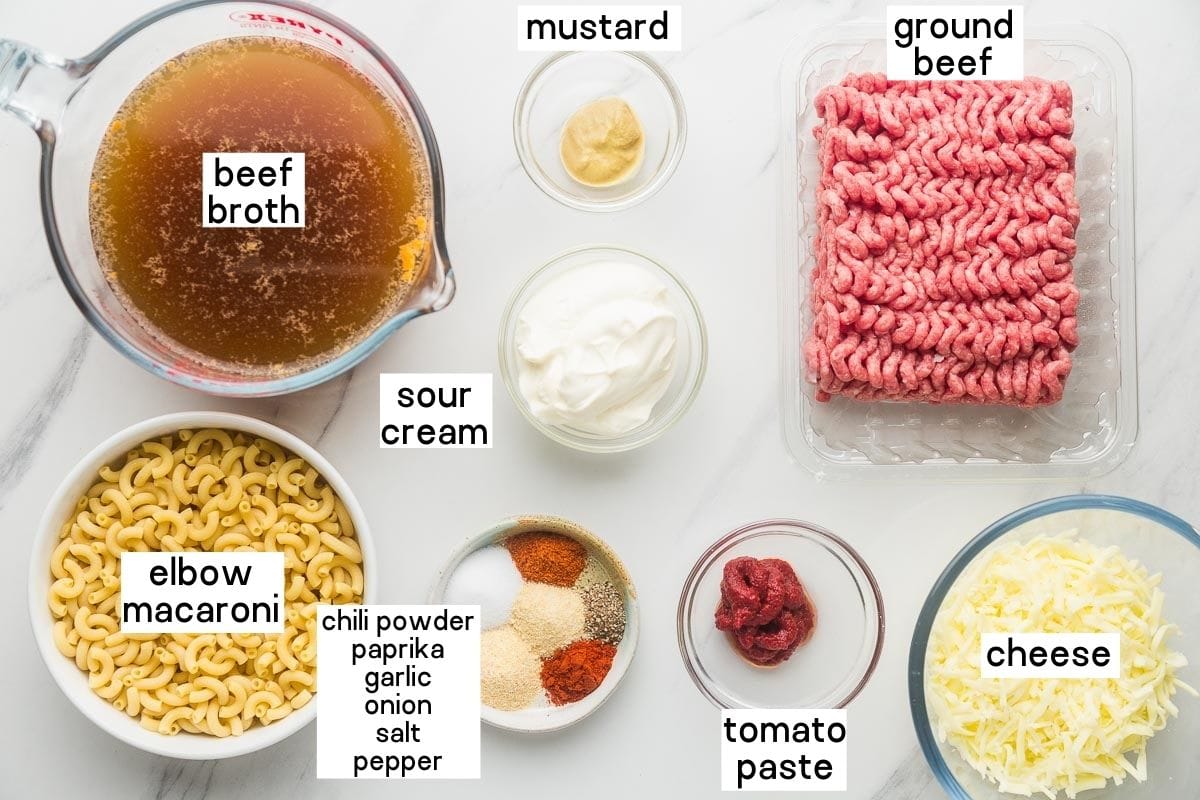 Cheeseburger pasta ingredients