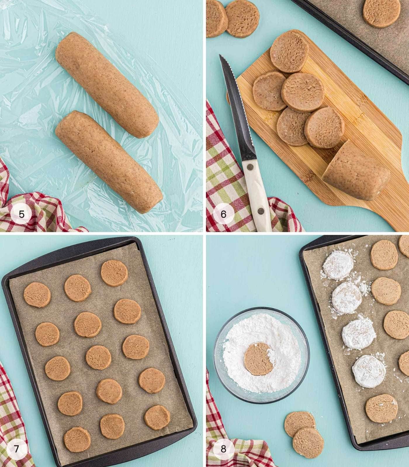 A collage with 4 images how to make spiced cookies