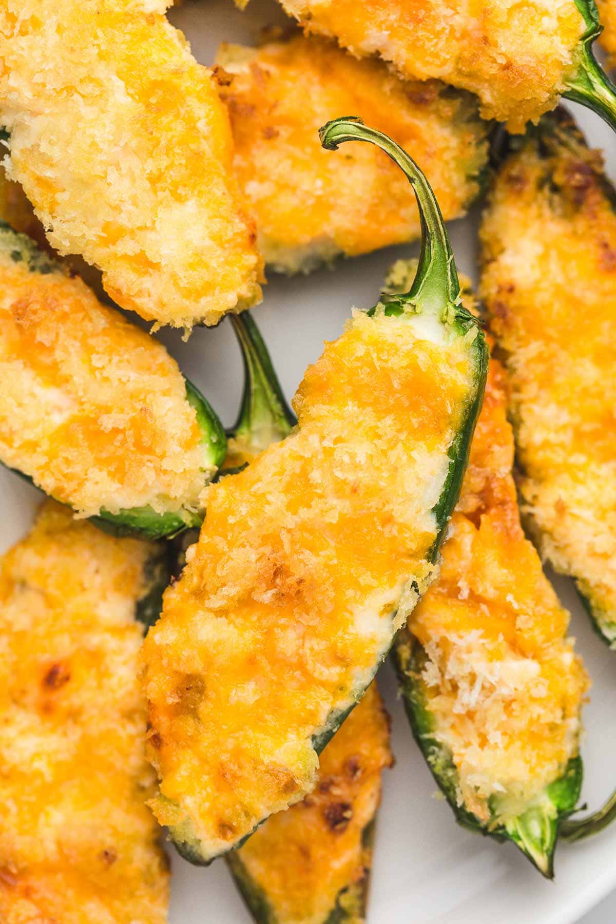 Close up of Jalapeno poppers stacked