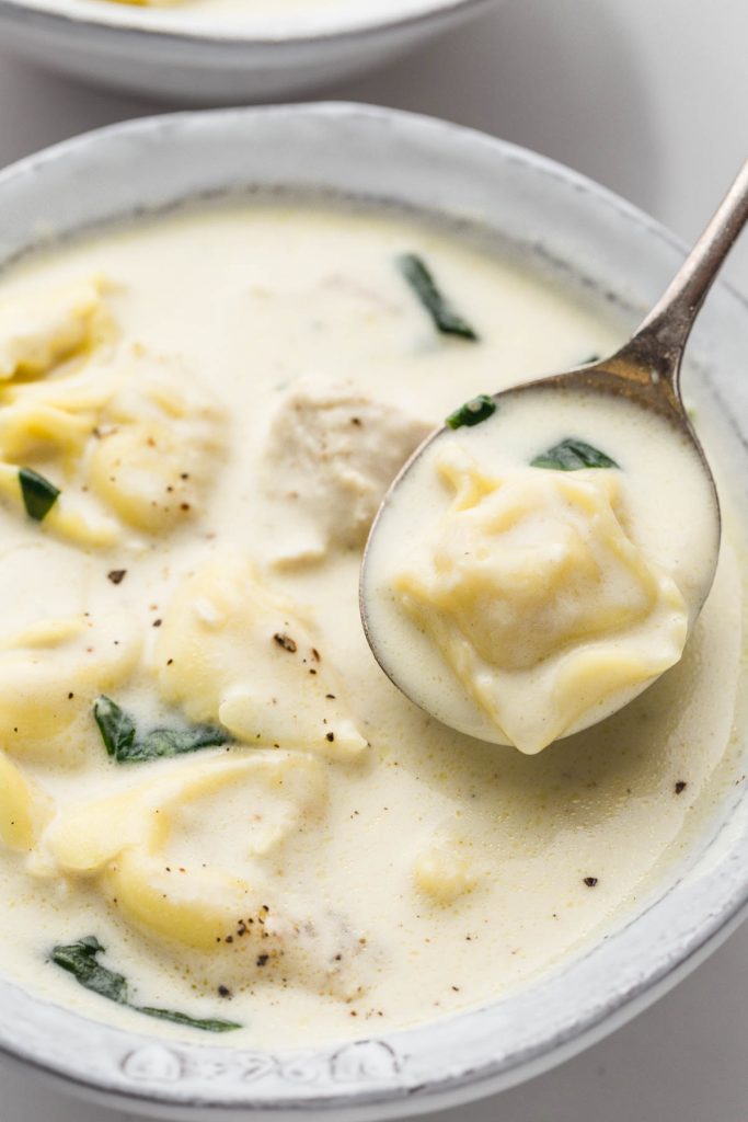 Creamy Instant Pot Chicken Alfredo Tortellini Soup Little Sunny Kitchen
