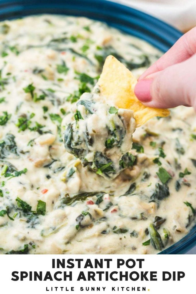 Instant Pot Spinach Artichoke Dip pinnable image