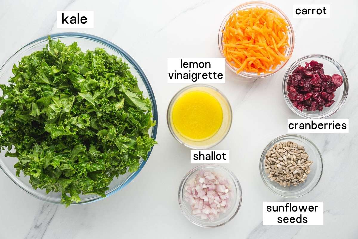 Ingredients needed to make kale salad