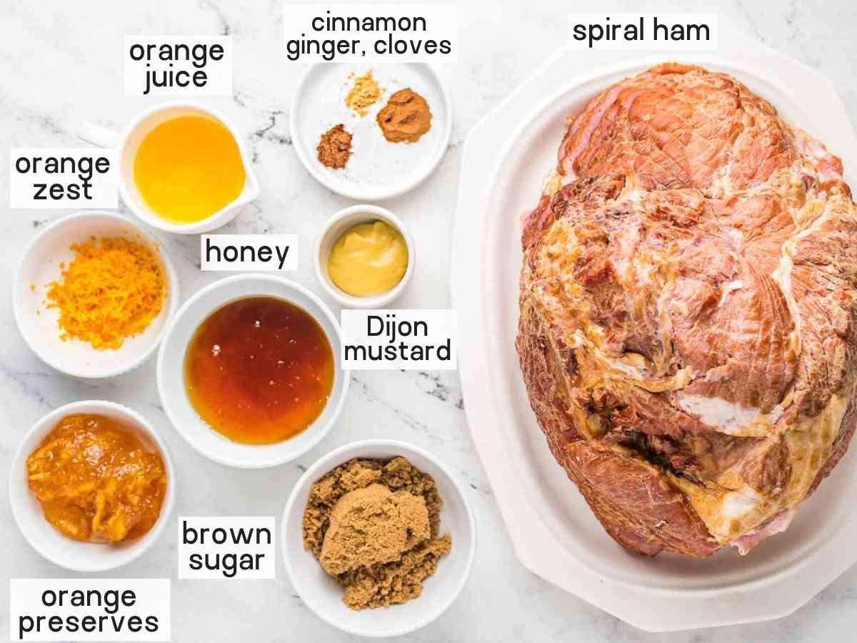 Ingredients needed to make a glazed ham in the Instant Pot
