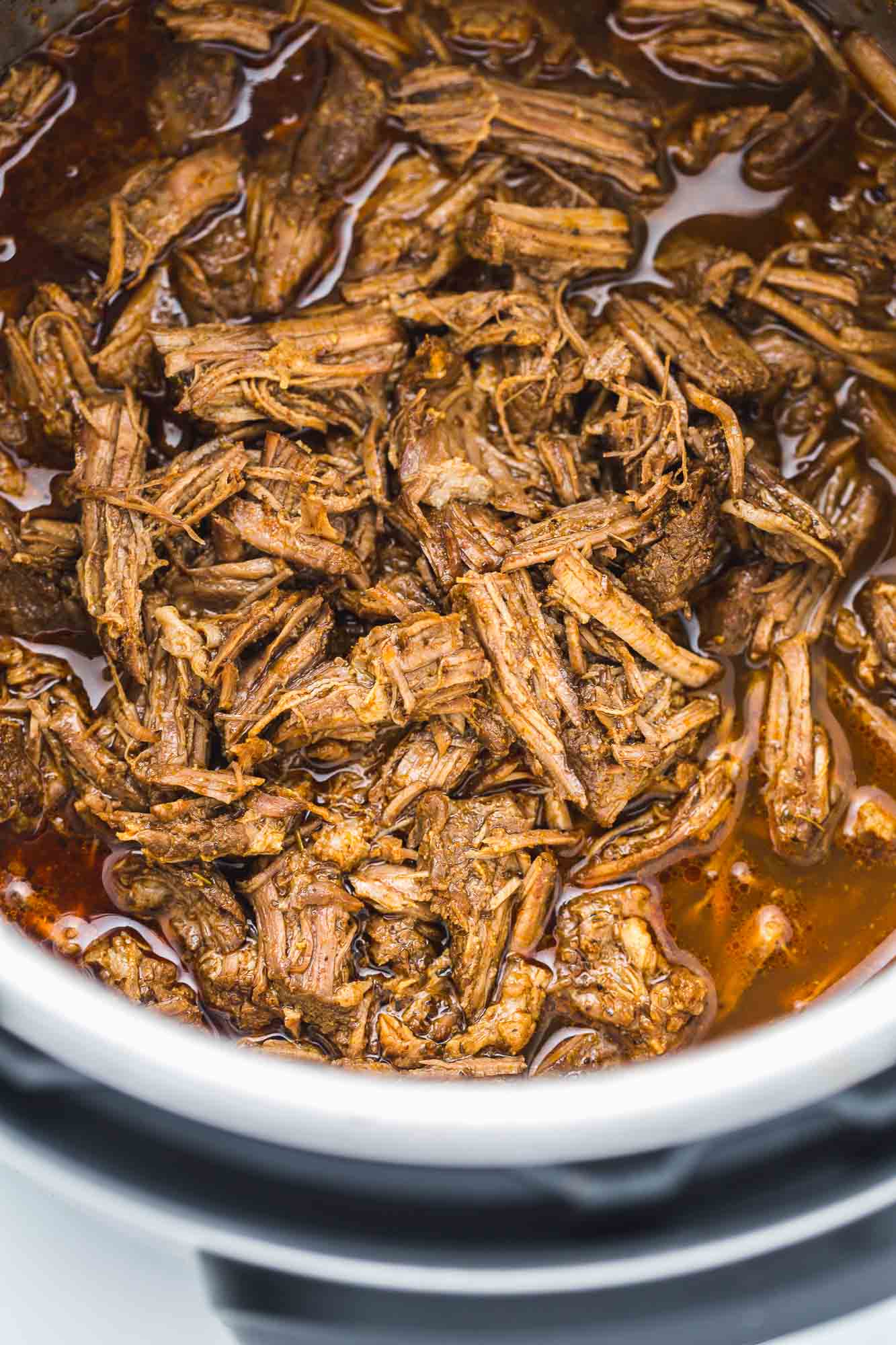 Juicy Mexican shredded beef in an Instant Pot