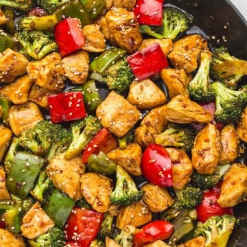 Teriyaki Chicken Stir Fry in a skillet