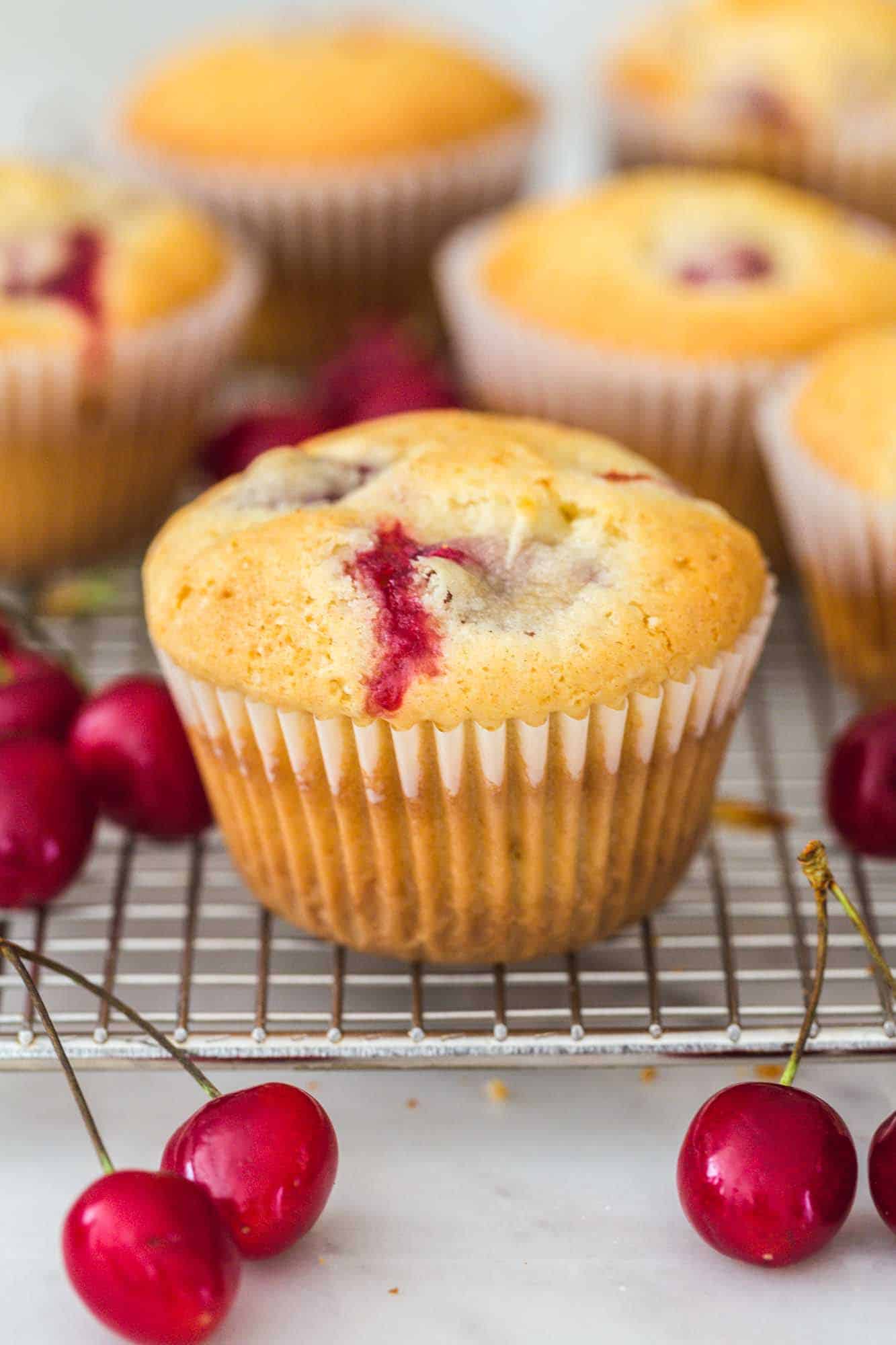 Fresh Cherry Muffins Recipe - Little Sunny Kitchen