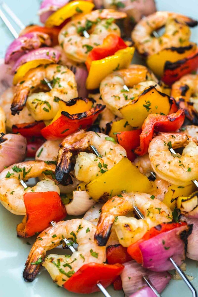 Grilled Shrimp Kabobs (With Charred Veggies) - Little Sunny Kitchen