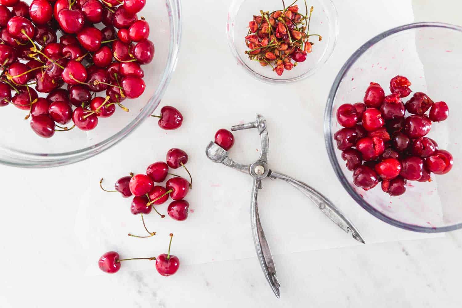 Pitting cherries with a special tool