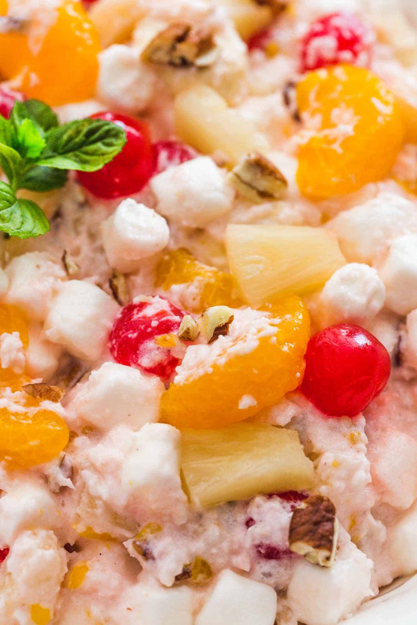 Close up shot of Ambrosia salad