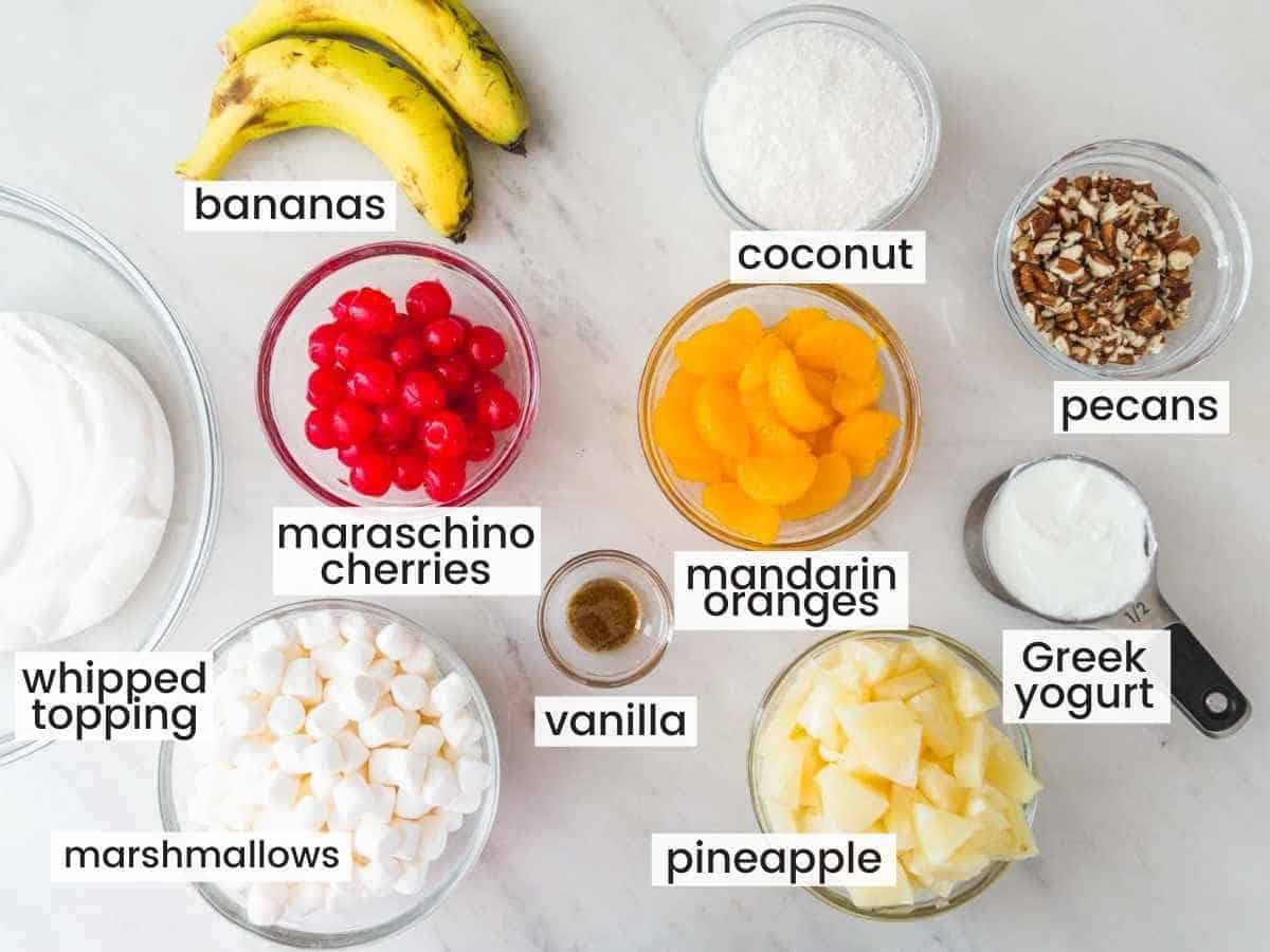 Ingredients needed to make Ambrosia salad