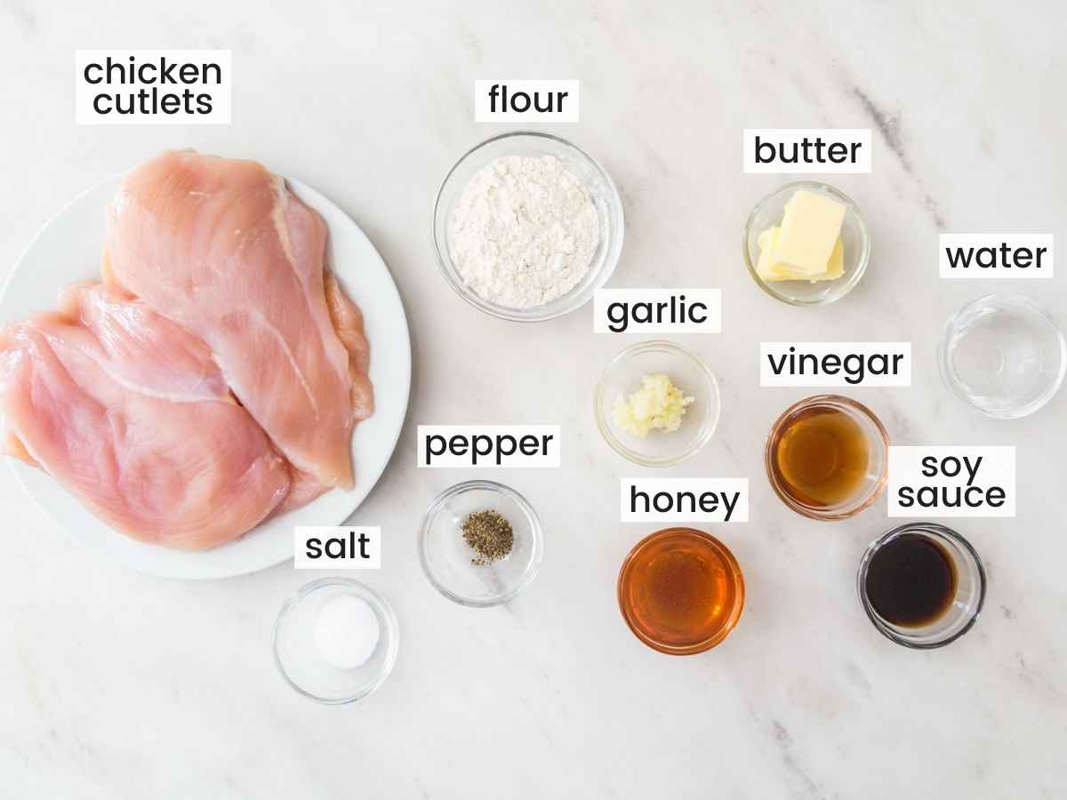 Ingredients needed for honey garlic chicken