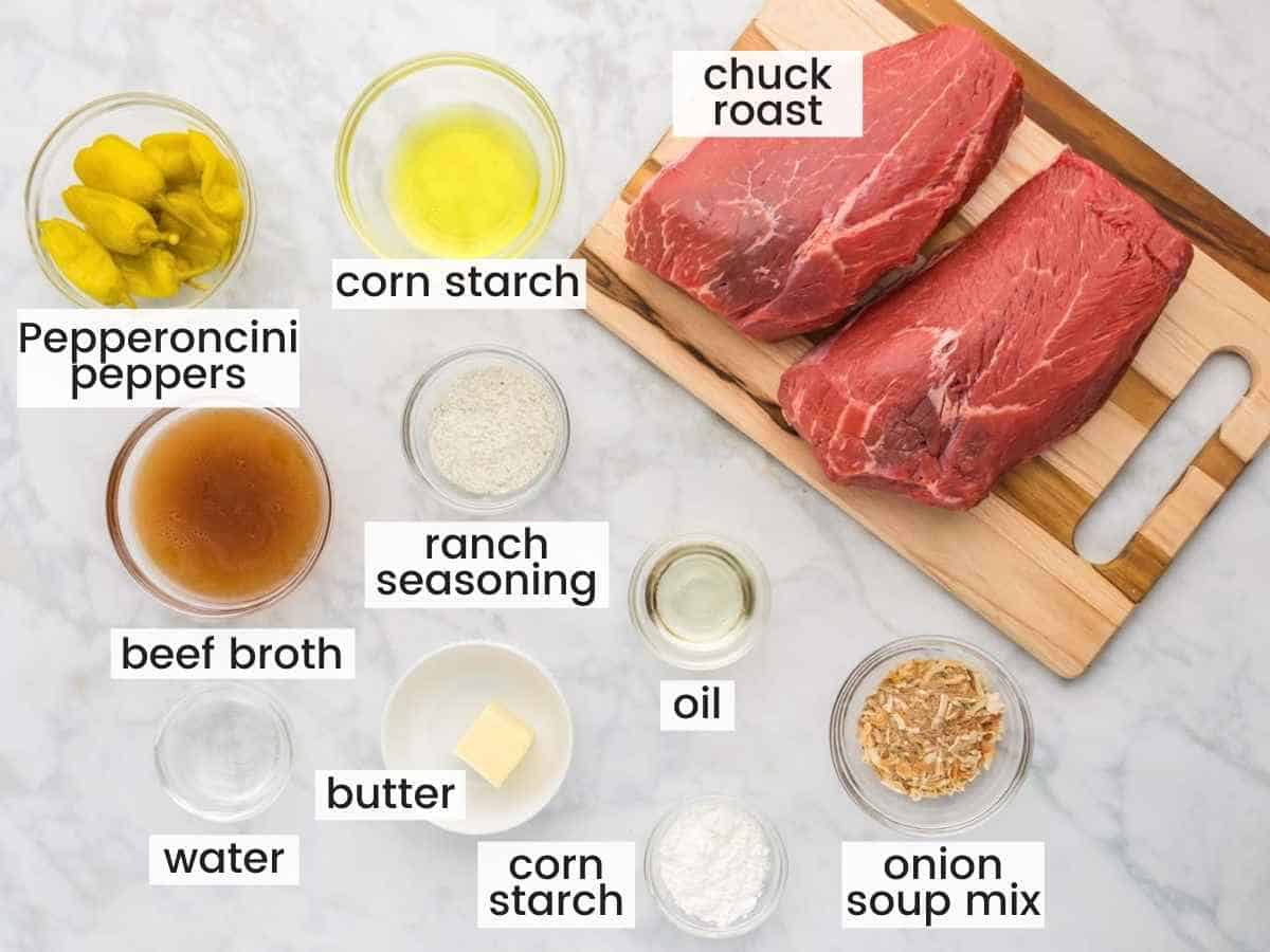 Ingredients needed to make Instant Pot Mississippi Pot Roast