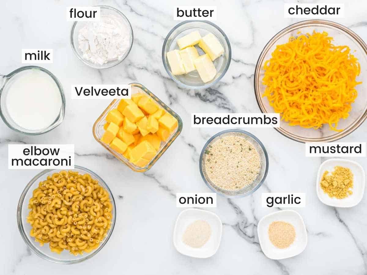 Ingredients needed to make mac and cheese with Velveeta mac and cheese