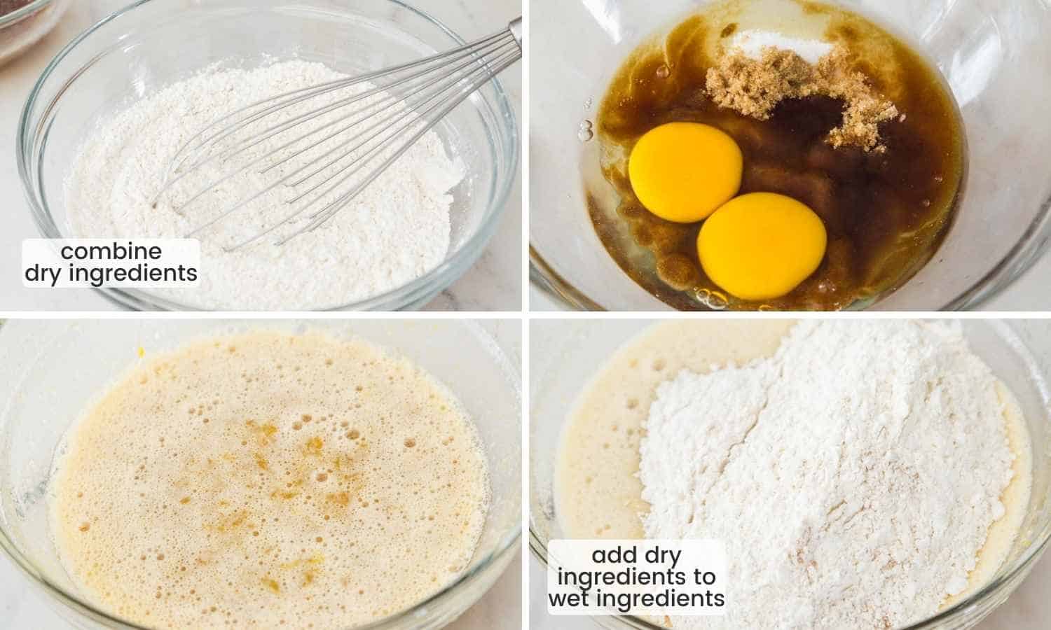 collage of four images showing how to make sweet potato bread batter