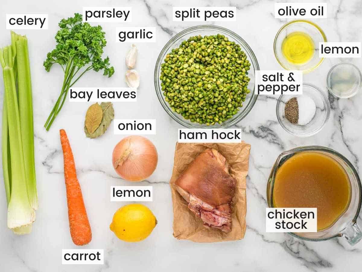 Ingredients needed to make instant pot split pea soup with ham
