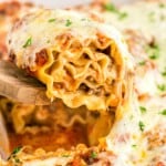 Warm and melty cheesy lasagna roll ups
