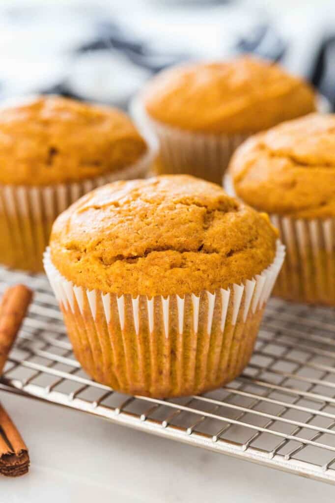 Pumpkin muffins on a wire rack