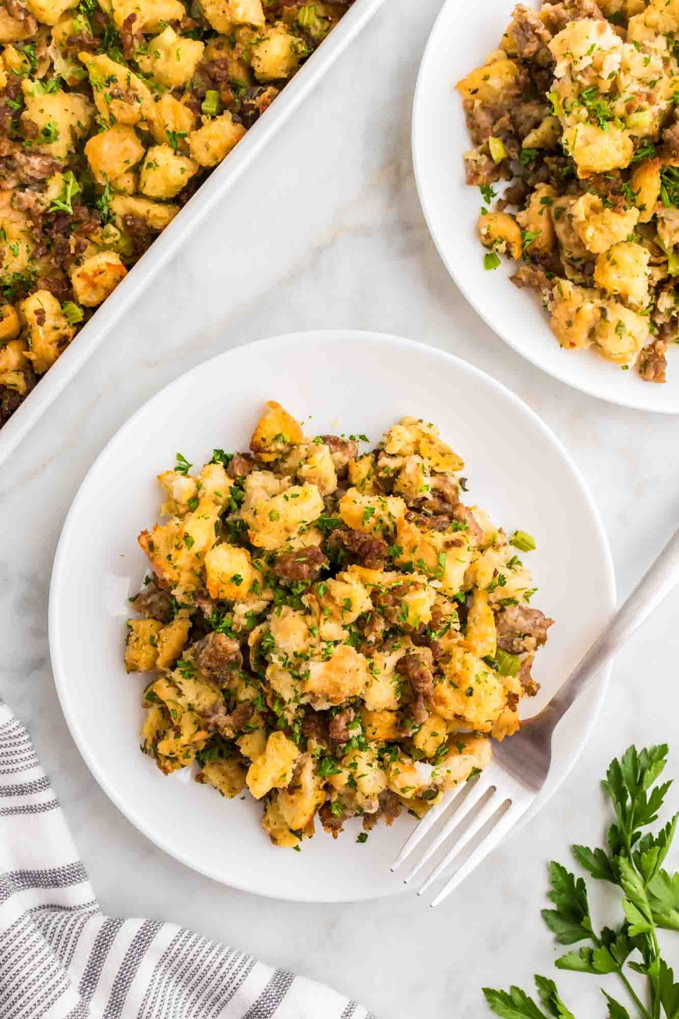Plated sausage stuffing
