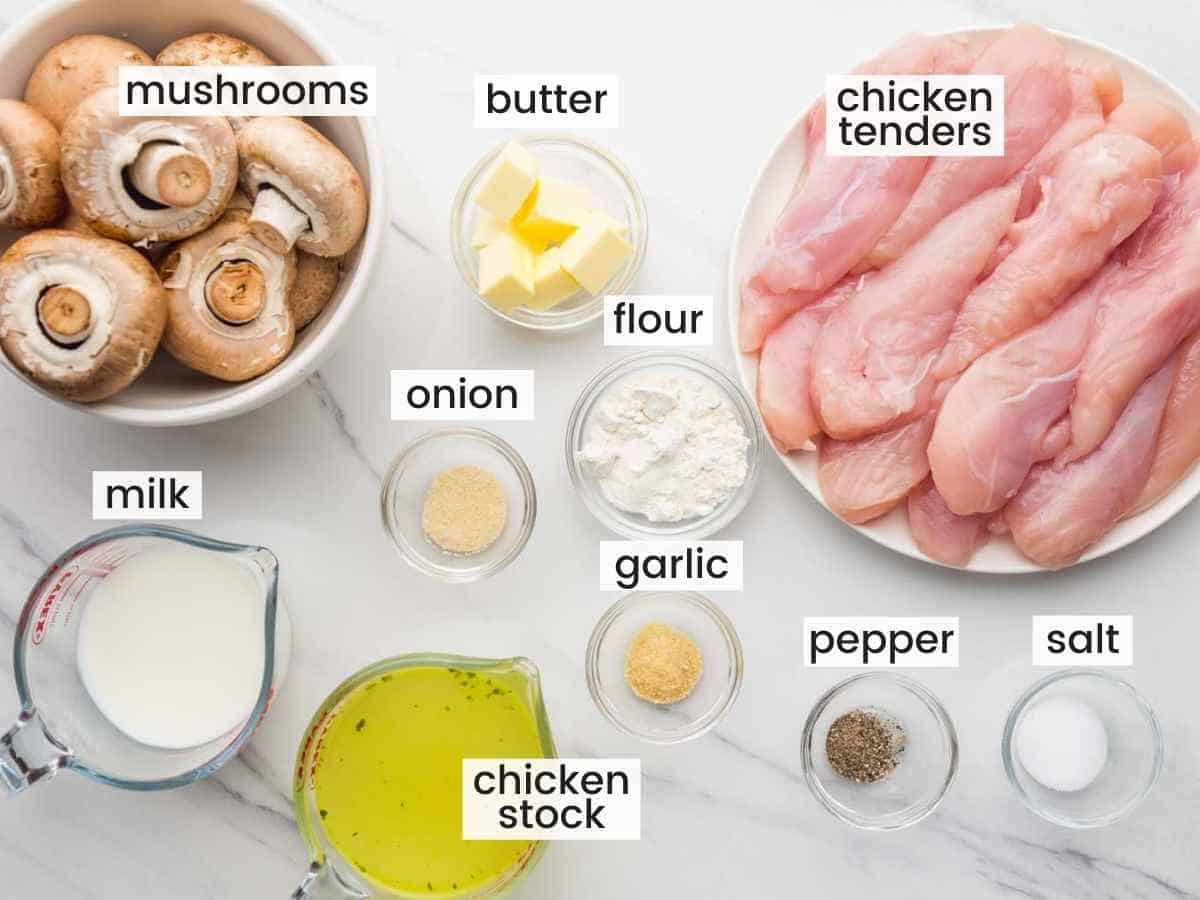 Ingredients needed to make mushroom chicken