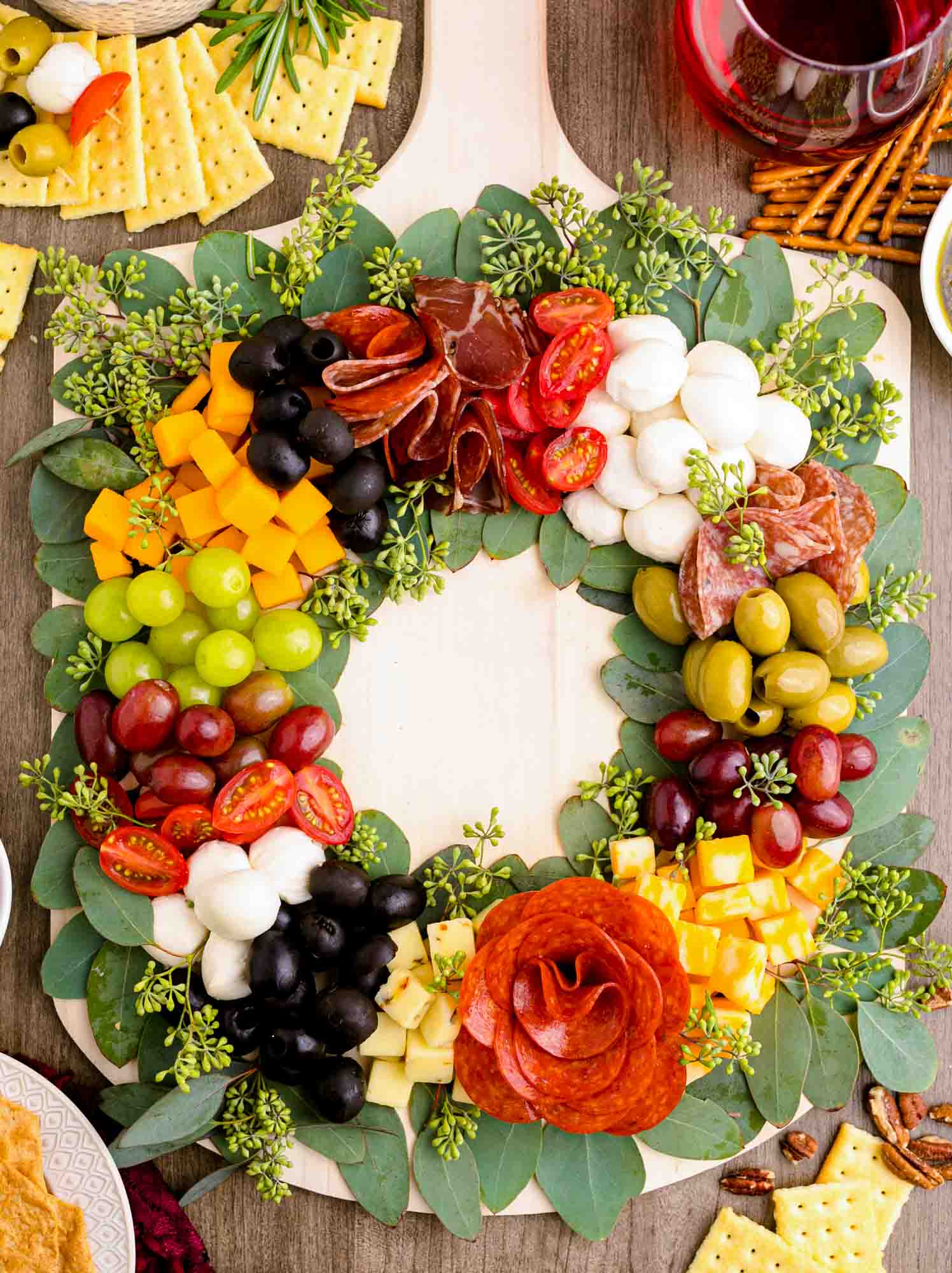 Festive Christmas Wreath Charcuterie Board