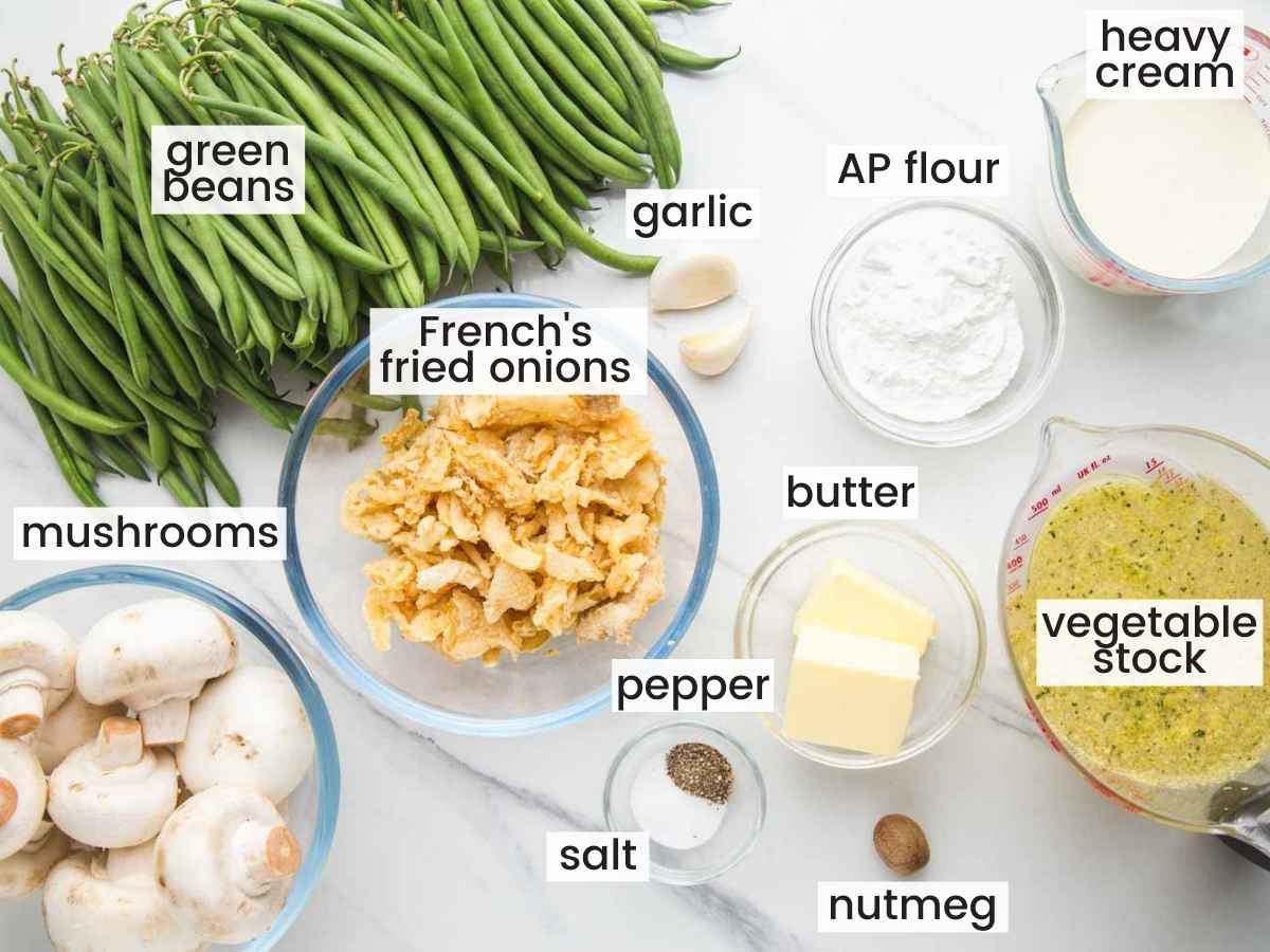 Ingredients needed to make green bean casserole from scratch