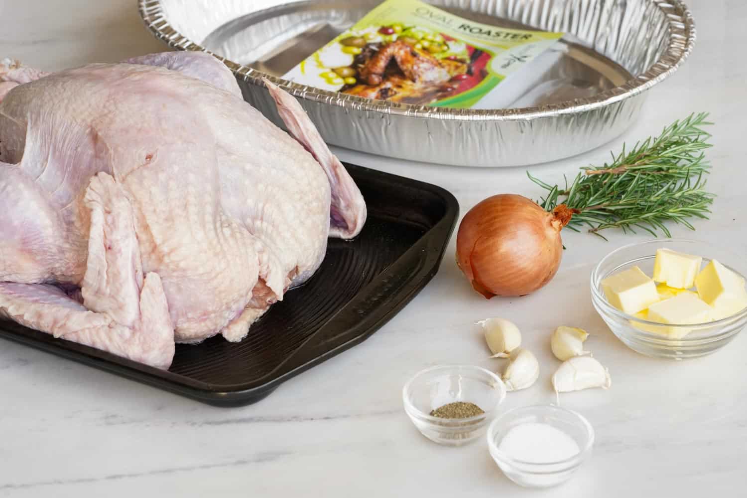 Ingredients needed for grilling a turkey
