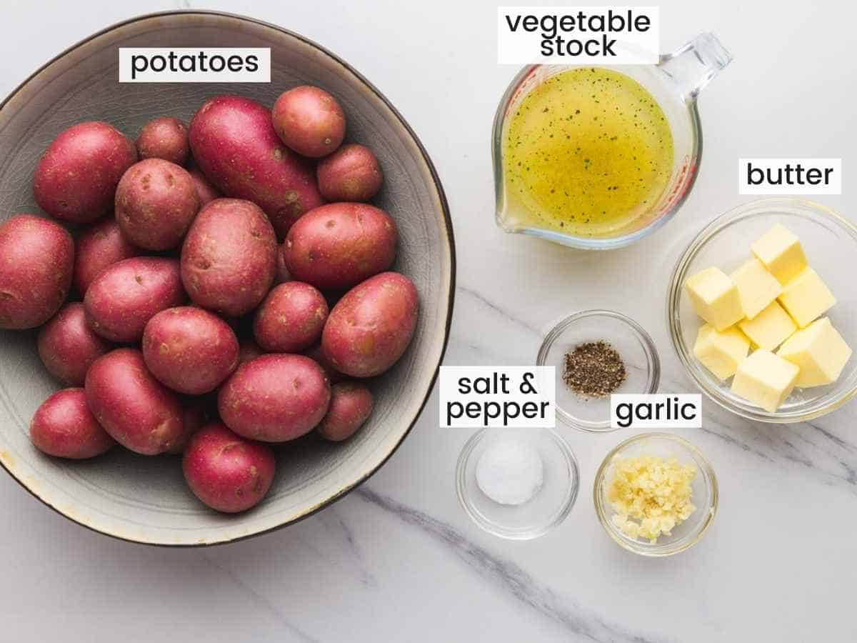 Ingredients needed for cooking red potatoes in the instant pot