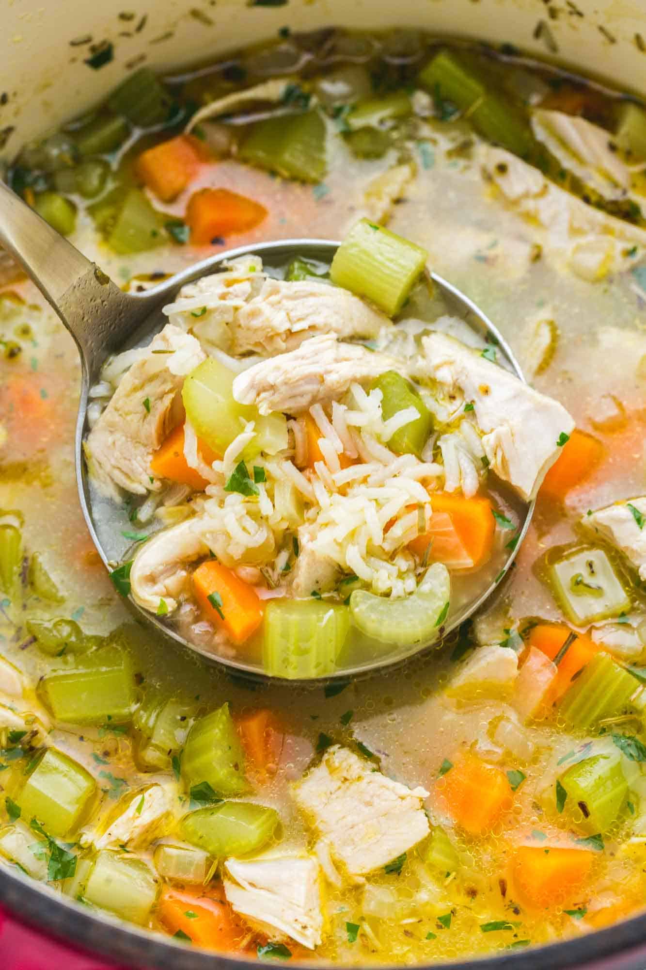 Turkey Soup with Rice (Leftover Turkey Recipe) - Little Sunny Kitchen