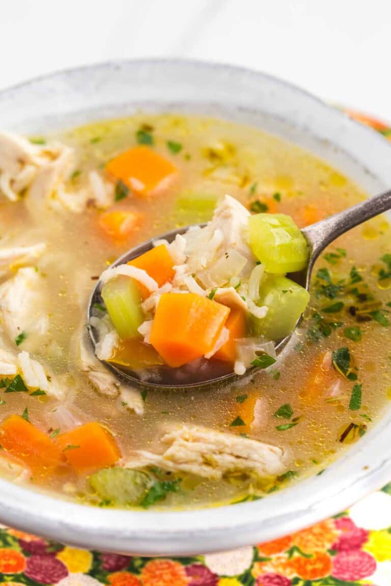 Turkey Soup with Rice (Leftover Turkey Recipe) - Little Sunny Kitchen