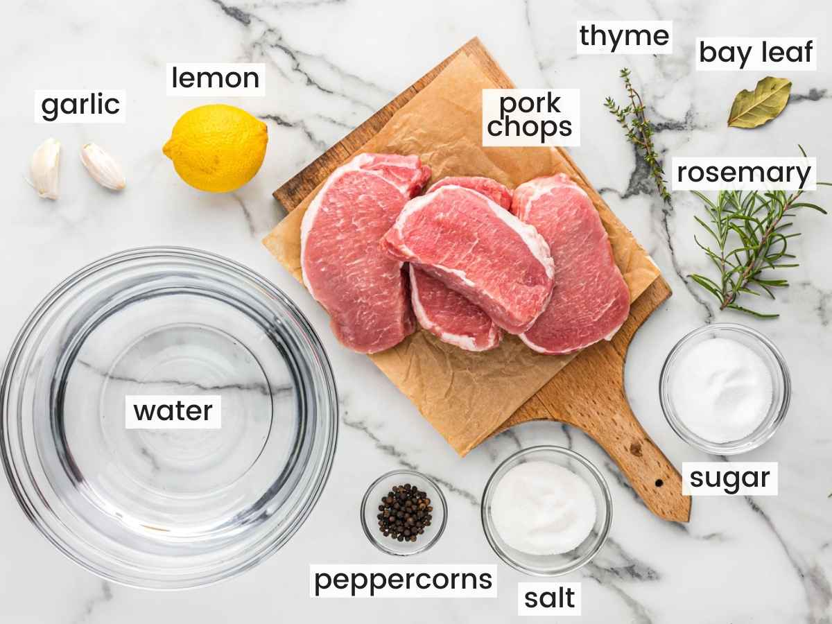 Ingredients for making baked pork chop brine